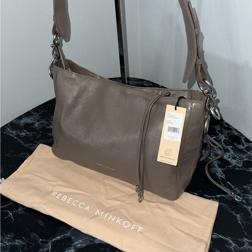 Rebecca Minkoff Handbag MAB Crossbody Leather Bag Deep Taupe AUTHENTIC NWT - Picture 2 of 9